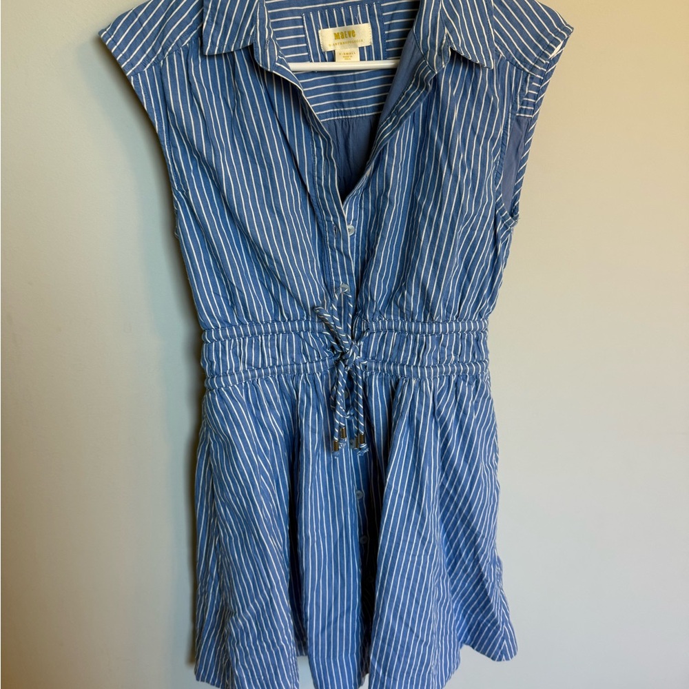 Anthropologie Maeve Blue and White Striped dress